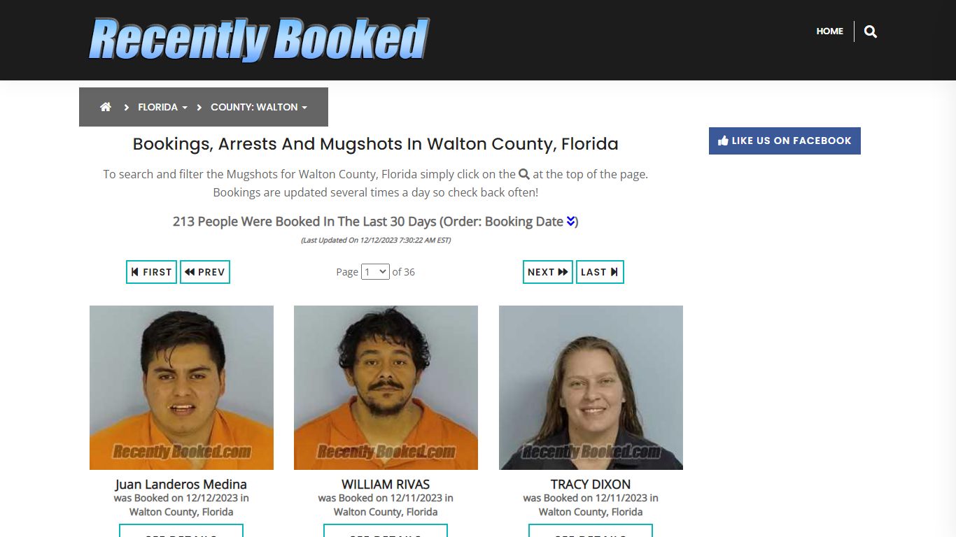 Recent bookings, Arrests, Mugshots in Walton County, Florida